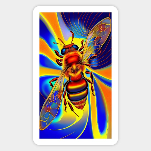 Abstract Honey Bee Image in Trippy Bright Vivid Colors Sticker by Bee-Fusion